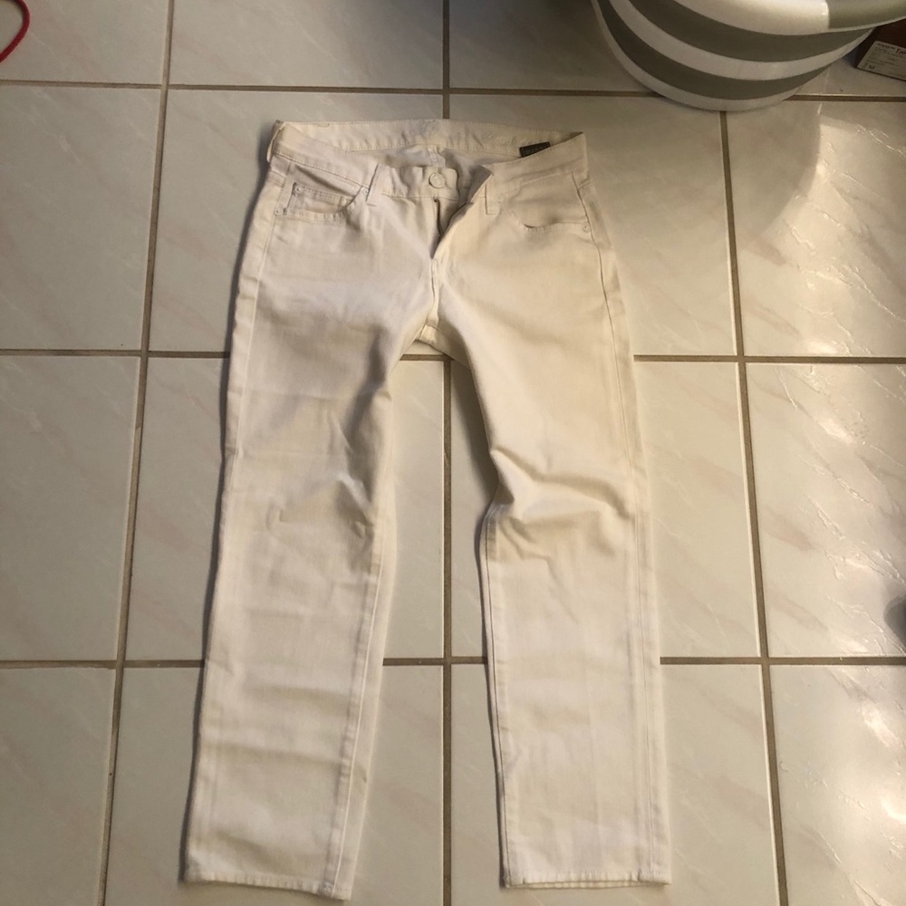 7 for all mankind cropped white jeans sz 25